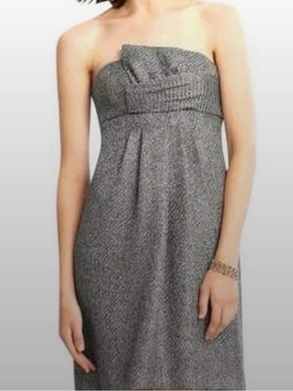 NWT Banana Republic Gray/Silver Monogram Strapless Cocktail Dress/Retail $198
